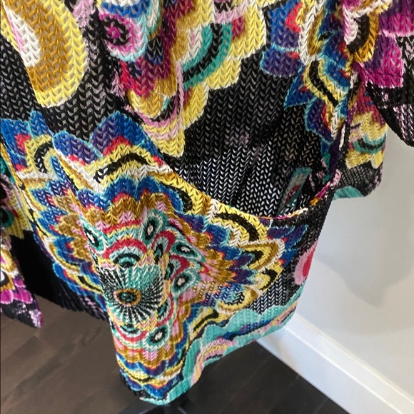 Joseph Ribkoff Multi-Colour Mandala Print Mesh Cardigan Size Large Artsy Boho - Picture 4 of 15